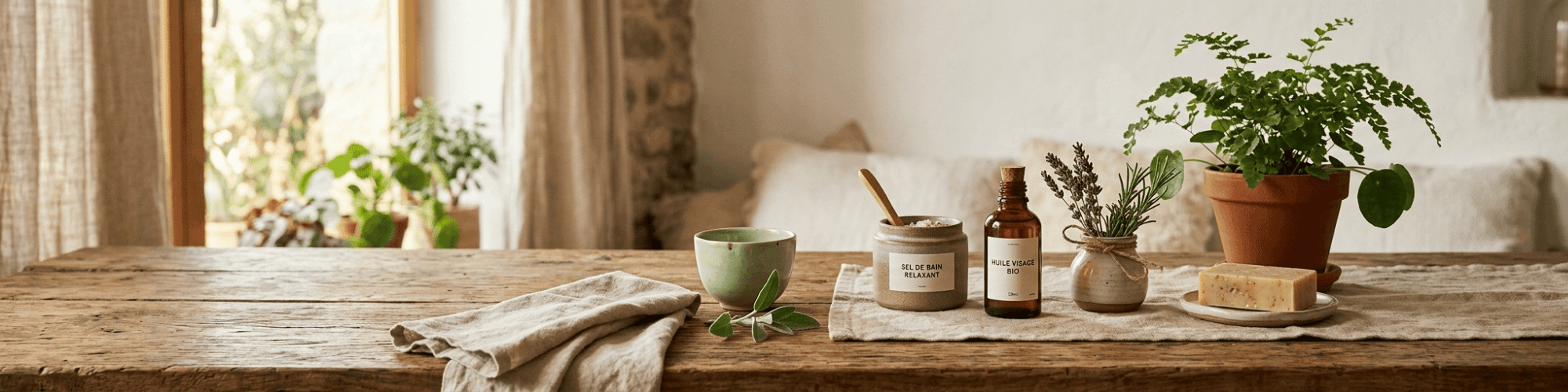 table avec des produits terrame déposés dessus avec les offres du moment terrame