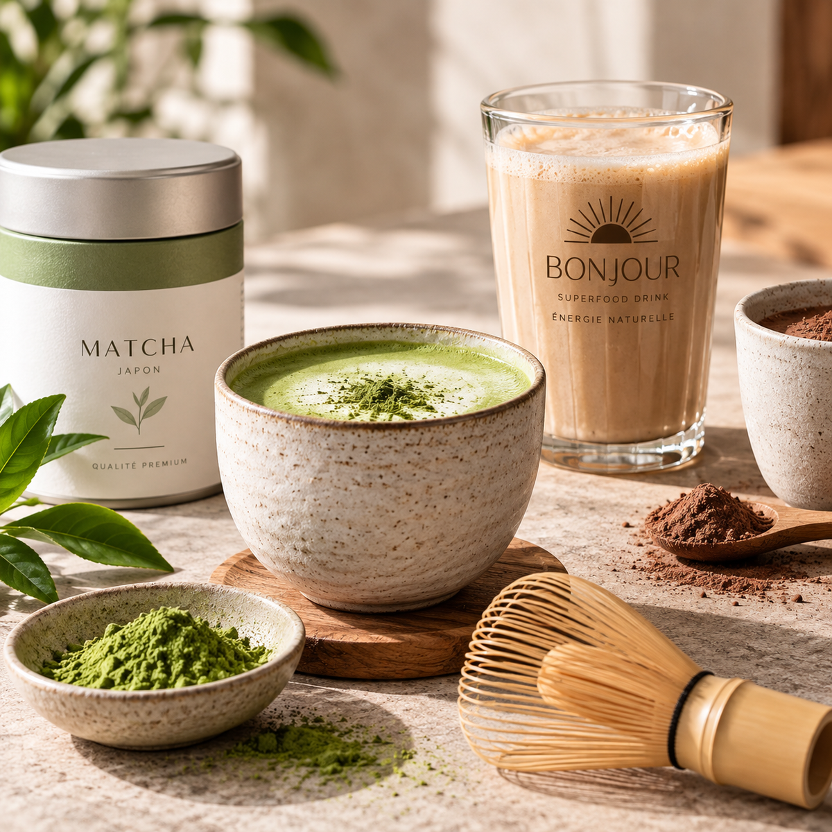 Boissons Terrame avec matcha et boisson fonctionnelle