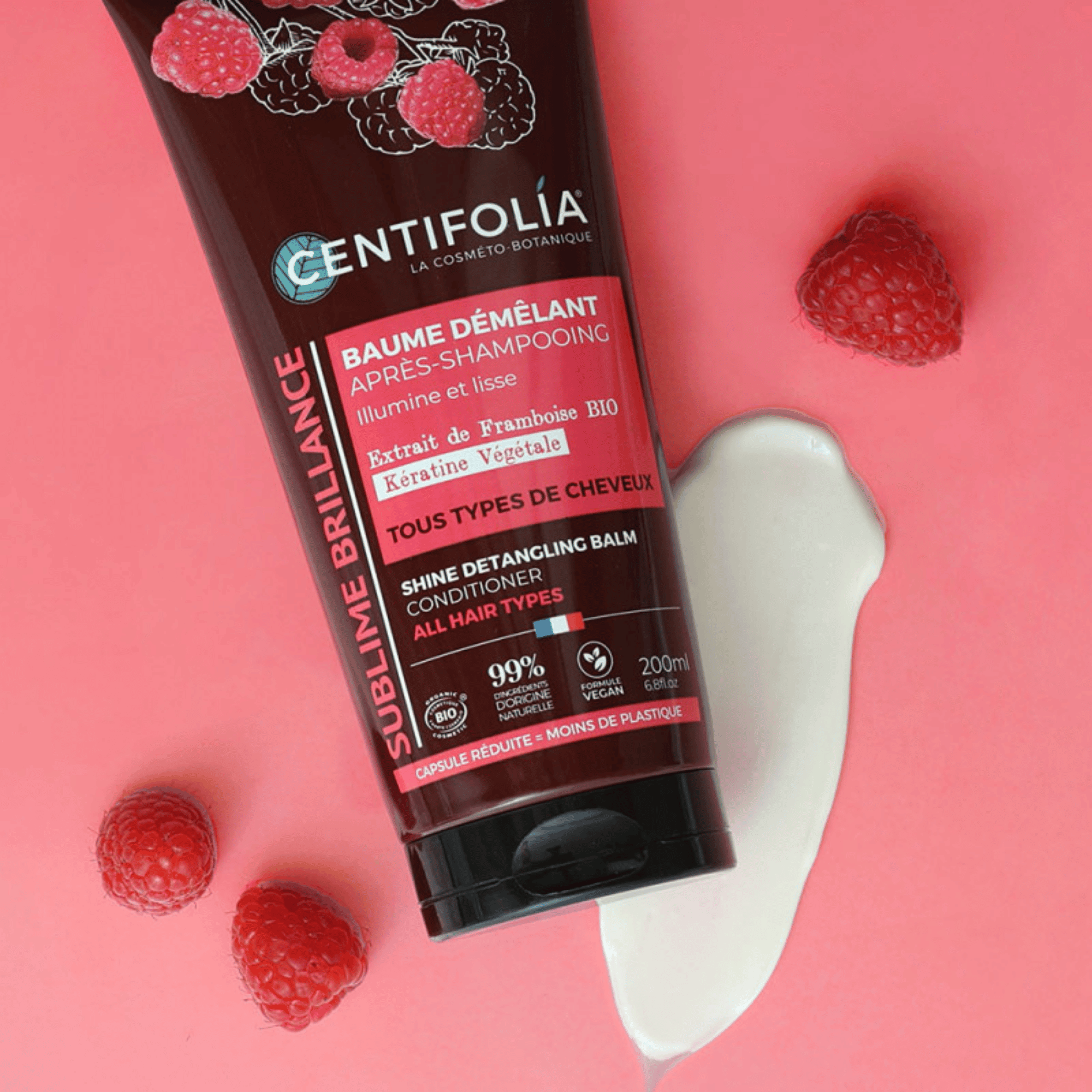 Baume Démêlant Brillance Centifolia à la framboise bio et kératine végétale bio et suisse