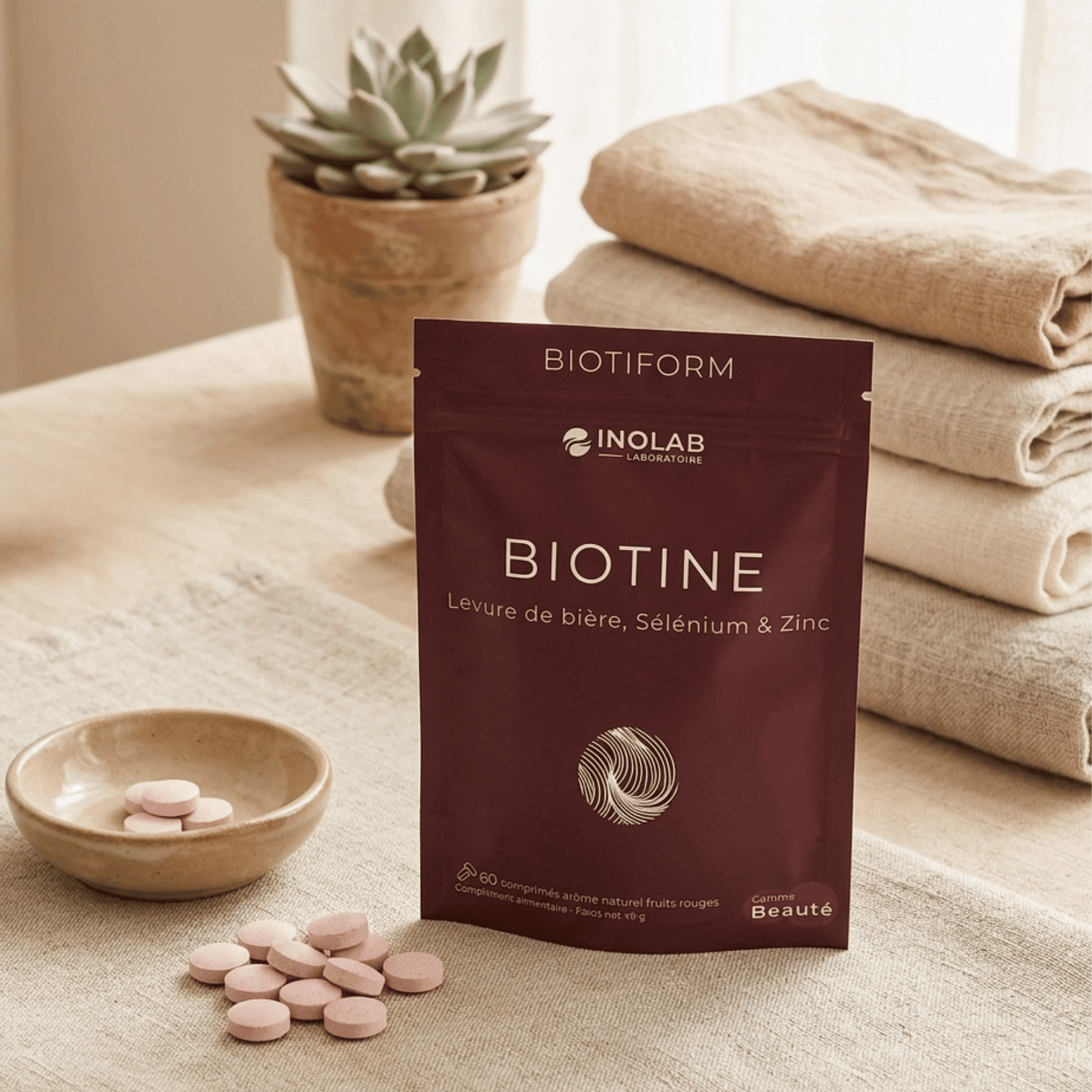 capsules de biotine, levure de bière, sélénium et zinc pour les cheveux vendu chez terrame en suisse