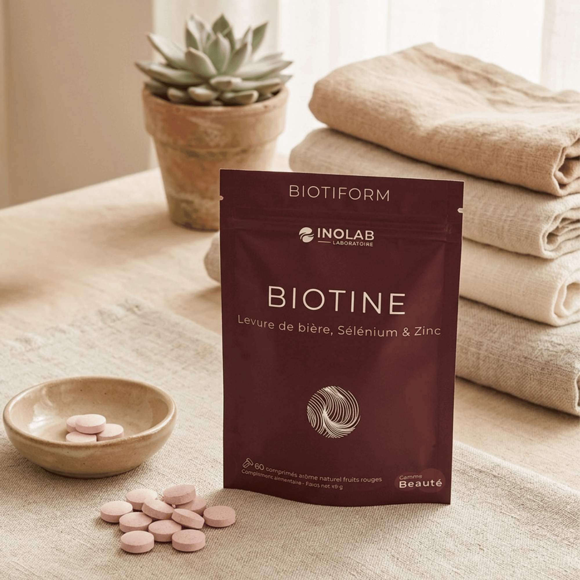 capsules de biotine, levure de bière, sélénium et zinc pour les cheveux vendu chez terrame en suisse