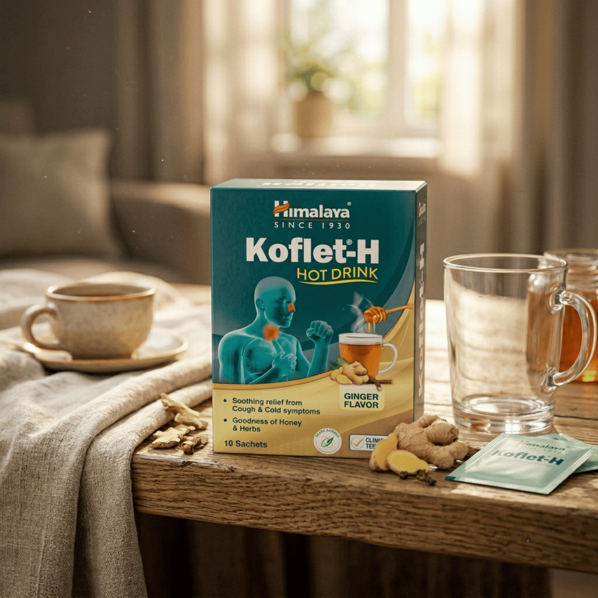 Boisson chaude Koflet-H Himalaya au miel, gingembre, réglisse et Vasaka.