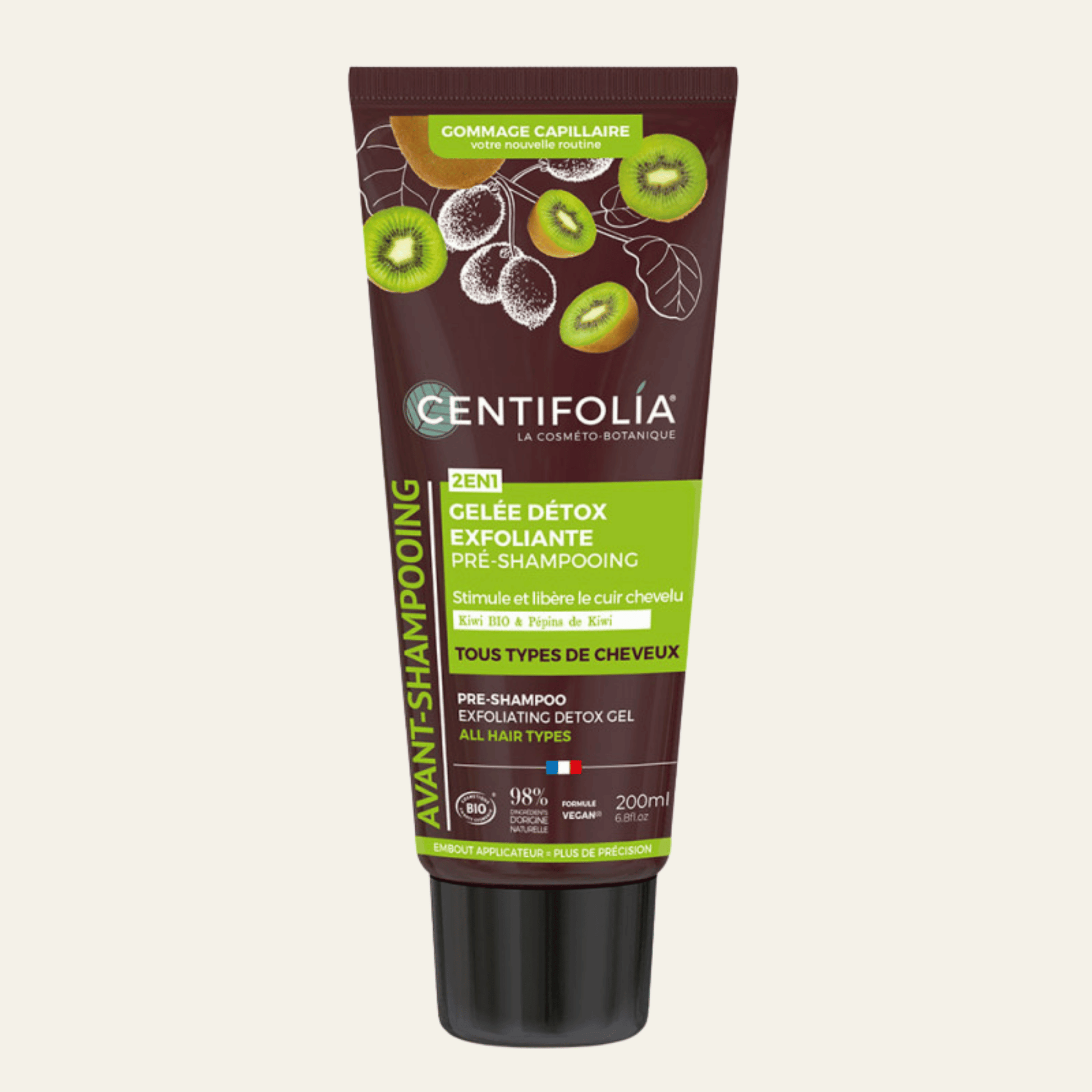Gelée Détox Exfoliante Centifolia au kiwi bio, pépins de kiwi et poudre de riz. Suisse & bio