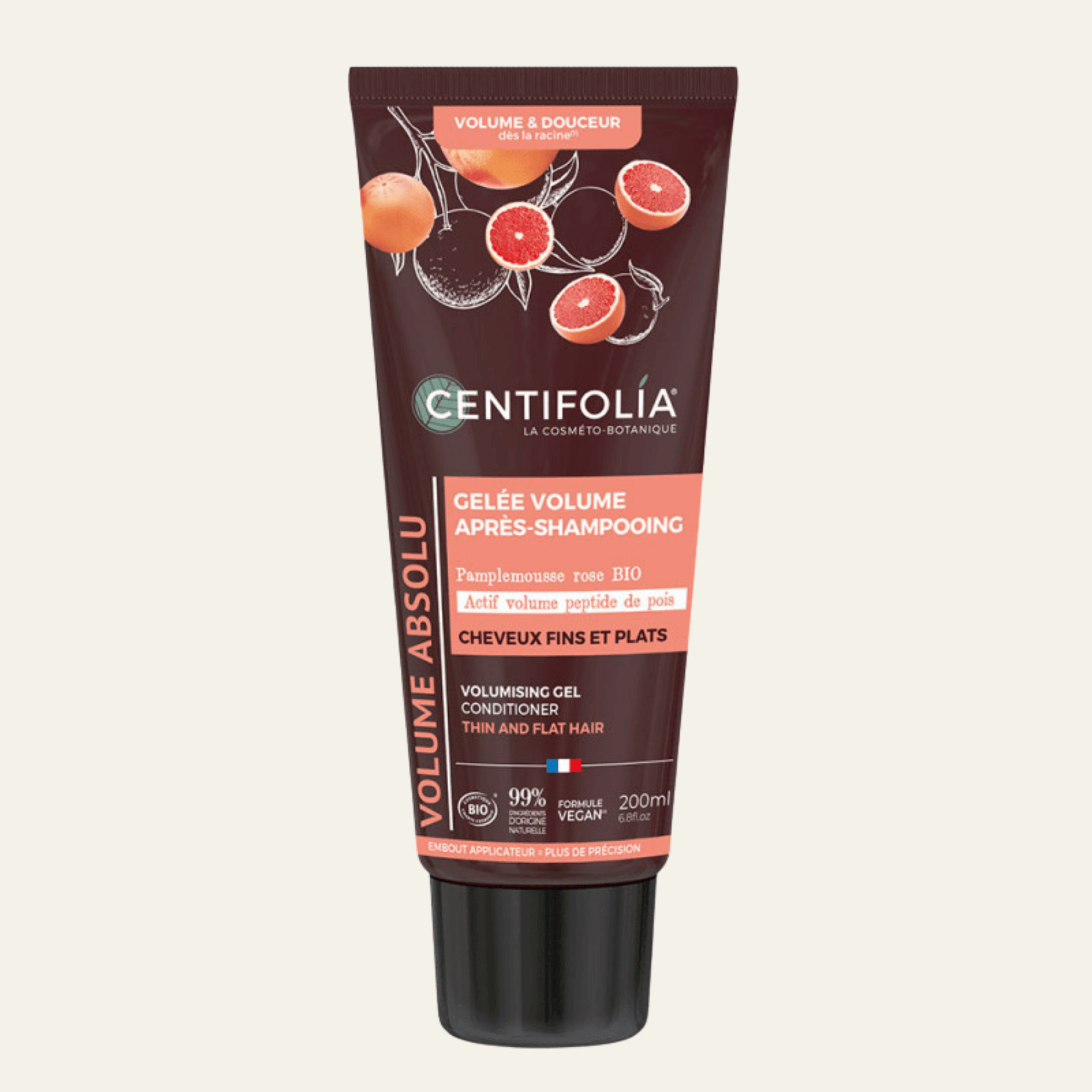 Gelée Volume Après-Shampoing Centifolia au pamplemousse rose bio et peptides de pois. Suisse & Bio