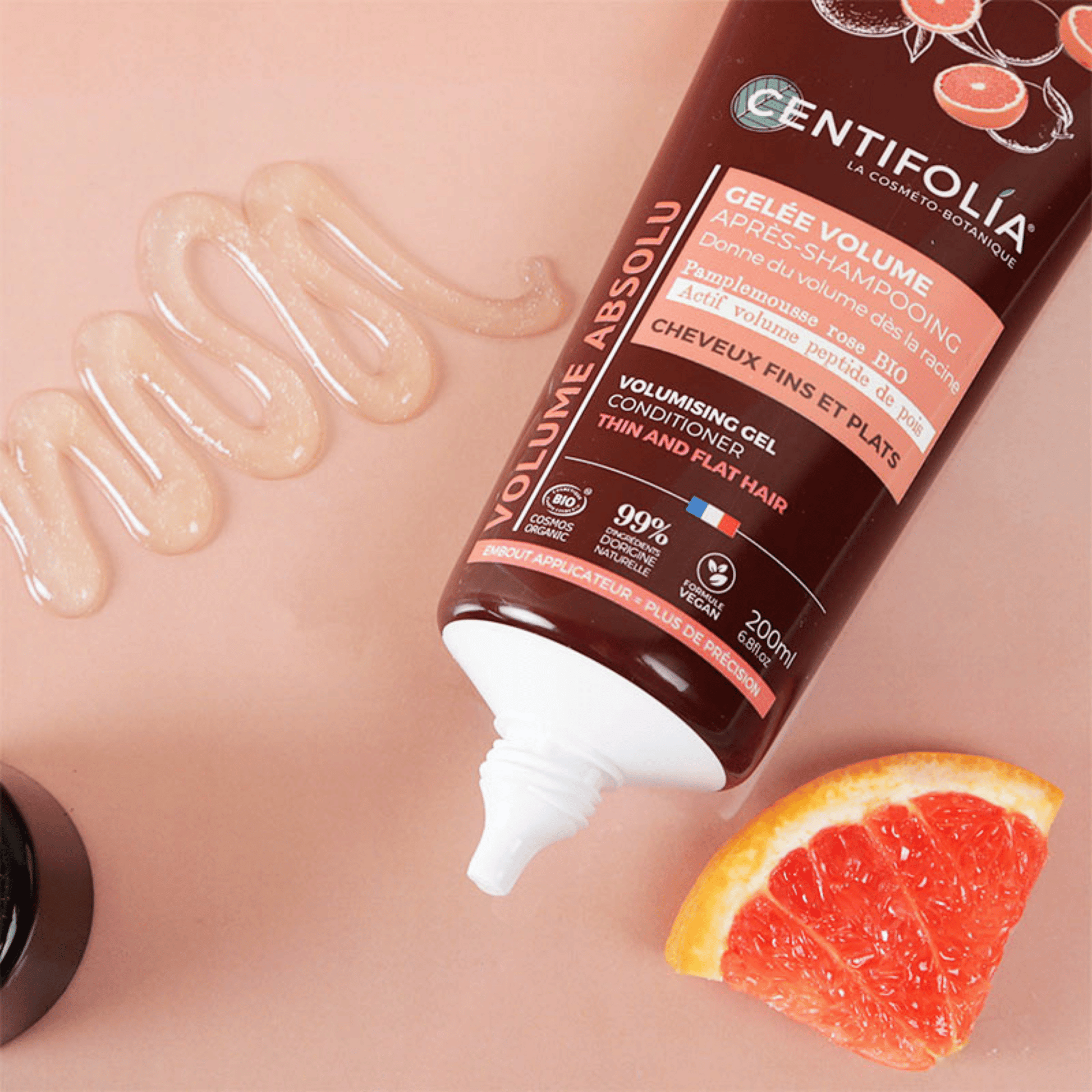 Gelée Volume Après-Shampoing Centifolia au pamplemousse rose bio et peptides de pois. Suisse & Bio