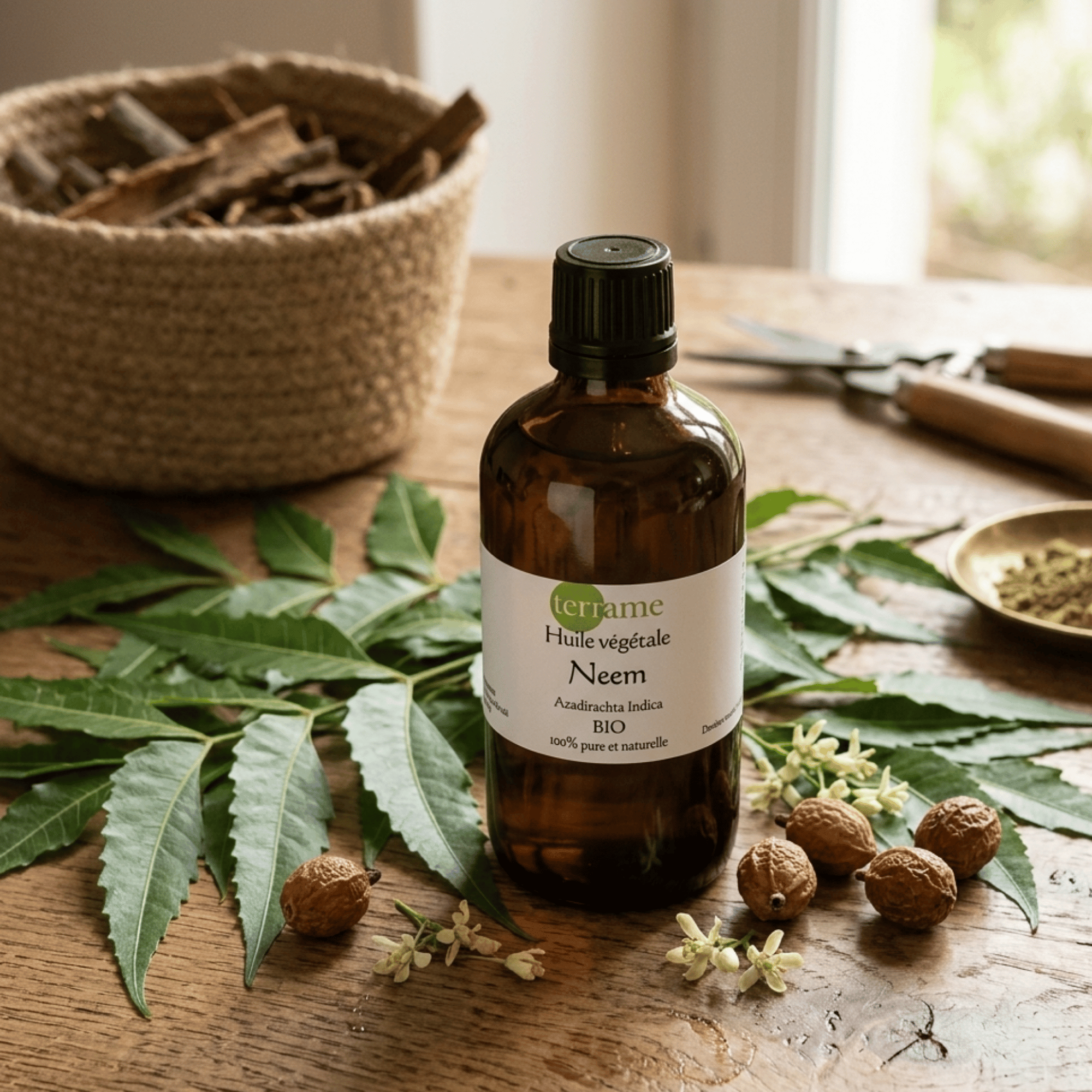 Huile végétale de Neem bio suisse vendu chez Terrame pressée à froid