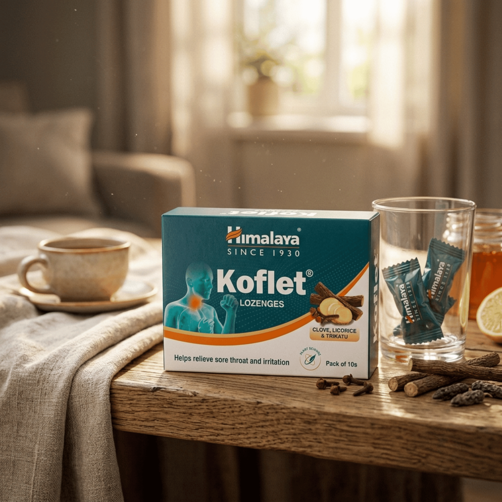 Boite de pastilles Koflet Himalaya au clou de girofle, réglisse et Trikatu