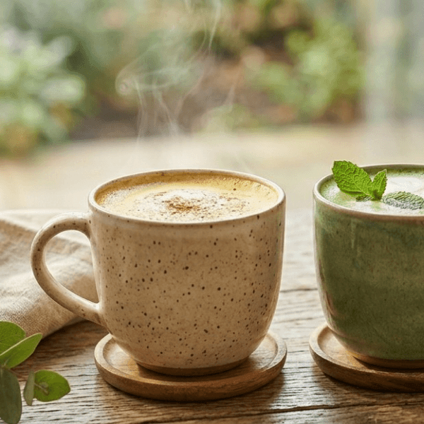Boissons bien-être, golden latte, matcha latte, vendues chez Terrame, boutique suisse en ligne et à la chaux-de-fonds