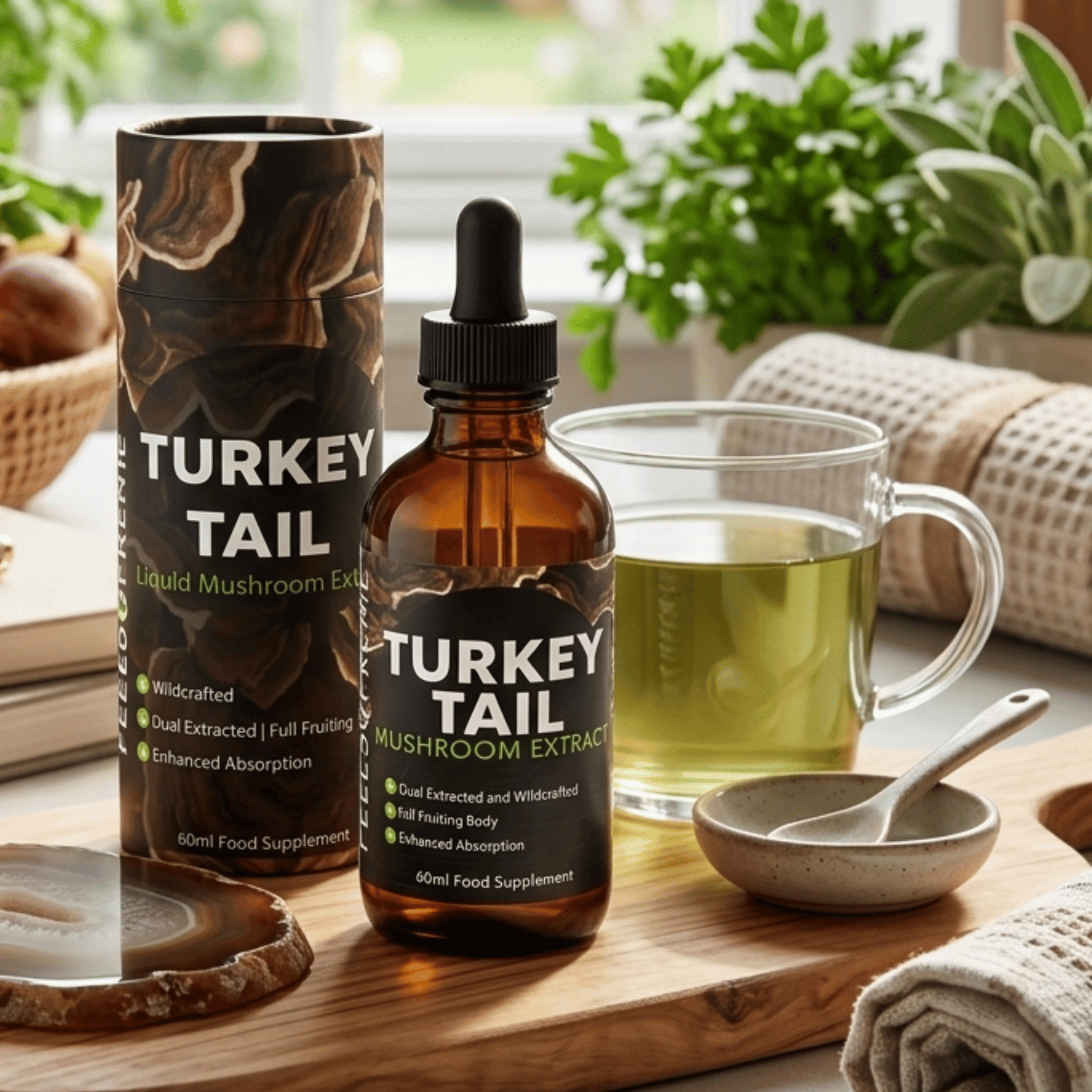extrait du champignon turkey tail, queue de dinde, en goutte vendu en suisse chez terrame