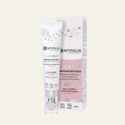 Contour des yeux Éclat de Rose Centifolia 15 ml à la rose bio, acide hyaluronique et vitamine C. Hydrate, défatigue et illumine le regard.