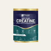 Créatine monohydrate pure Prowise 360 g, poudre micronisée sans arôme. 3,6 g par portion pour accompagner force, puissance et performance.