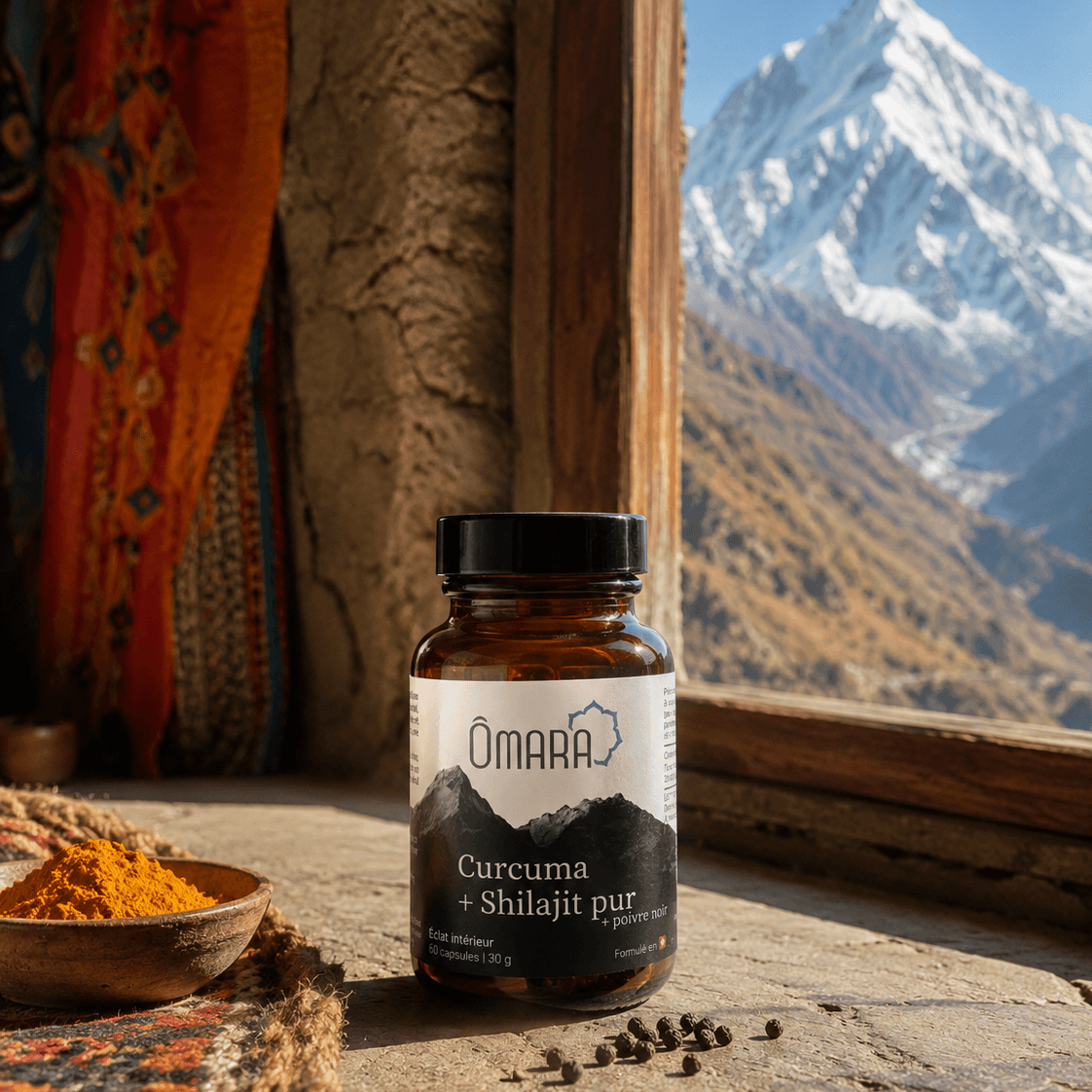 Gélule de Curcuma et poivre noir avec Shilajit pur, testé en laboratoire