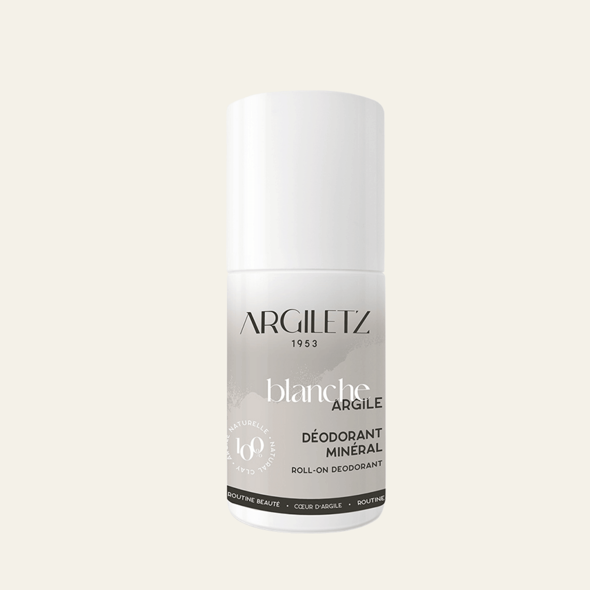 Déodorant roll-on Argiletz 50 ml à l’argile blanche et calendula. Aide à neutraliser les odeurs et apporte une fraîcheur naturelle.