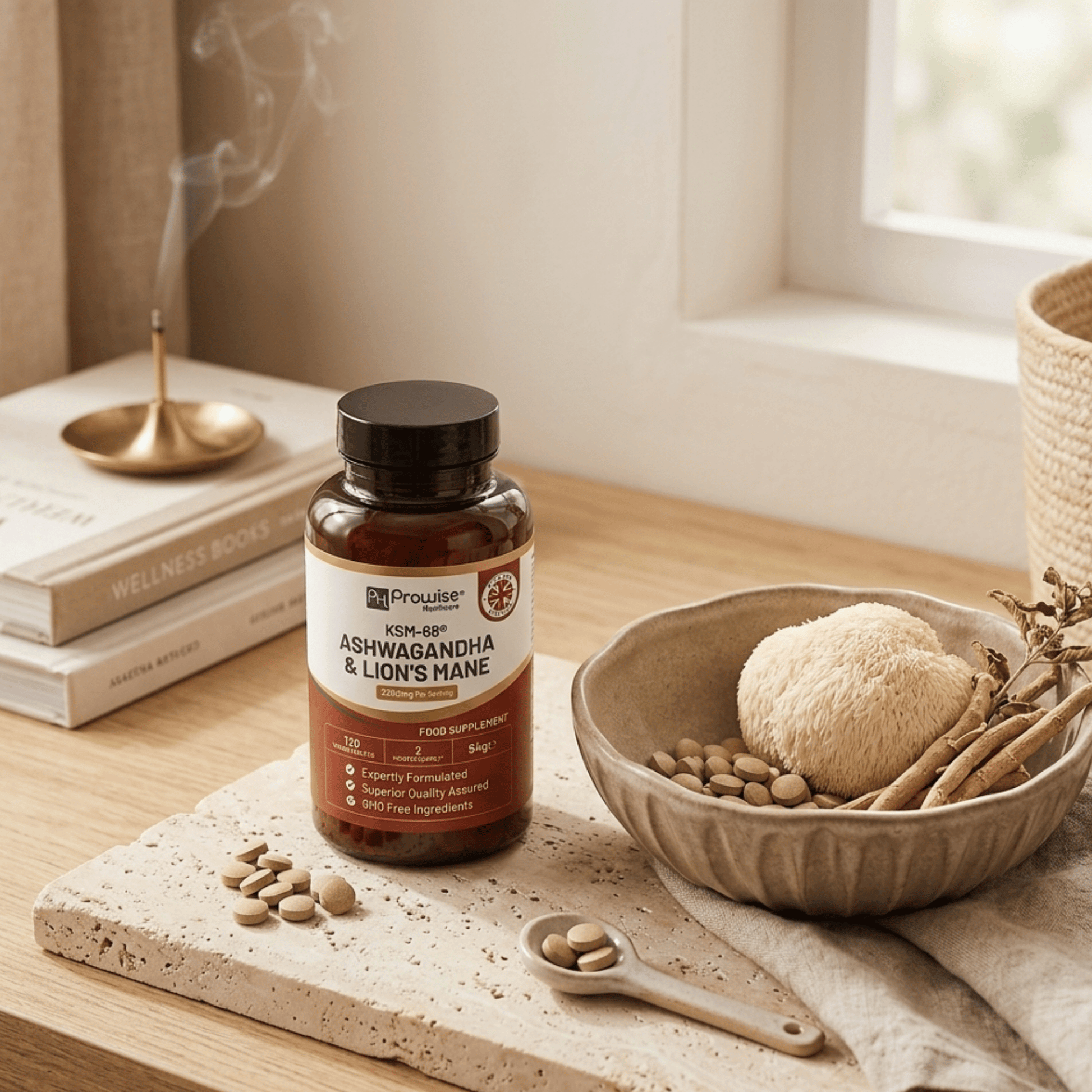 ashwagandha et lion's mane pour gérer le stress et la concentration