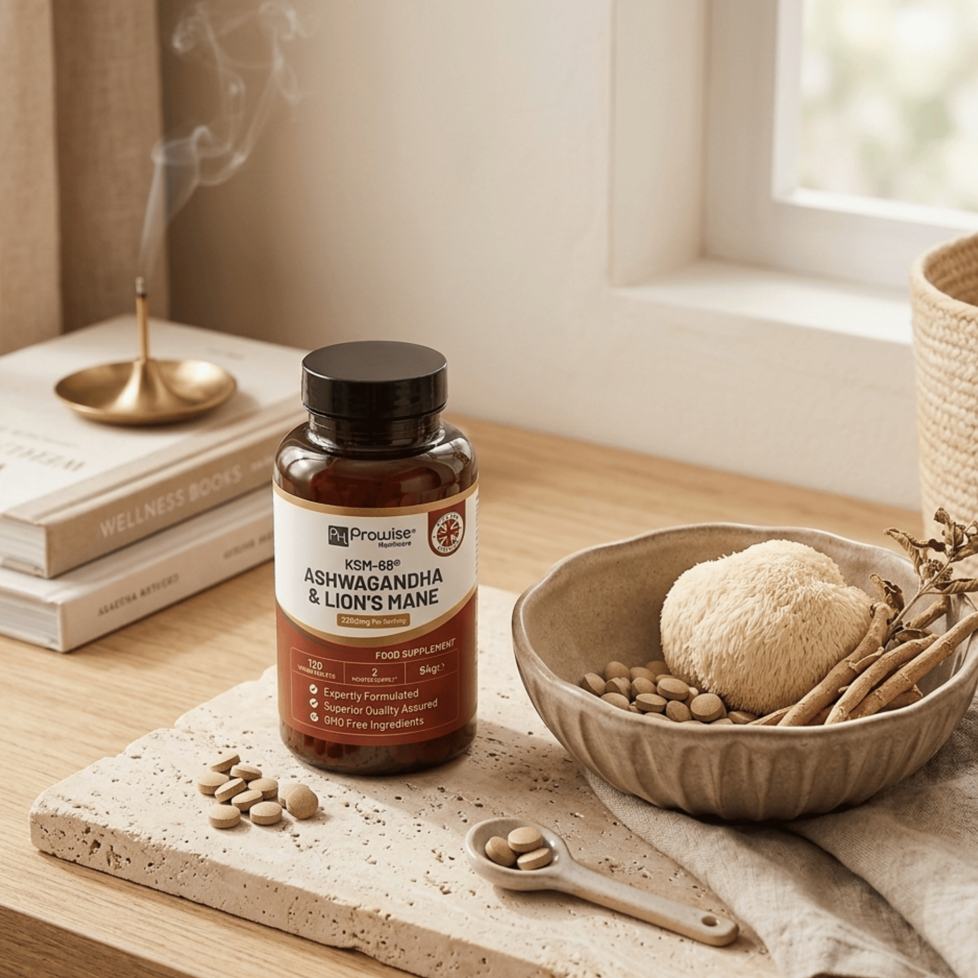ashwagandha et lion's mane pour gérer le stress et la concentration