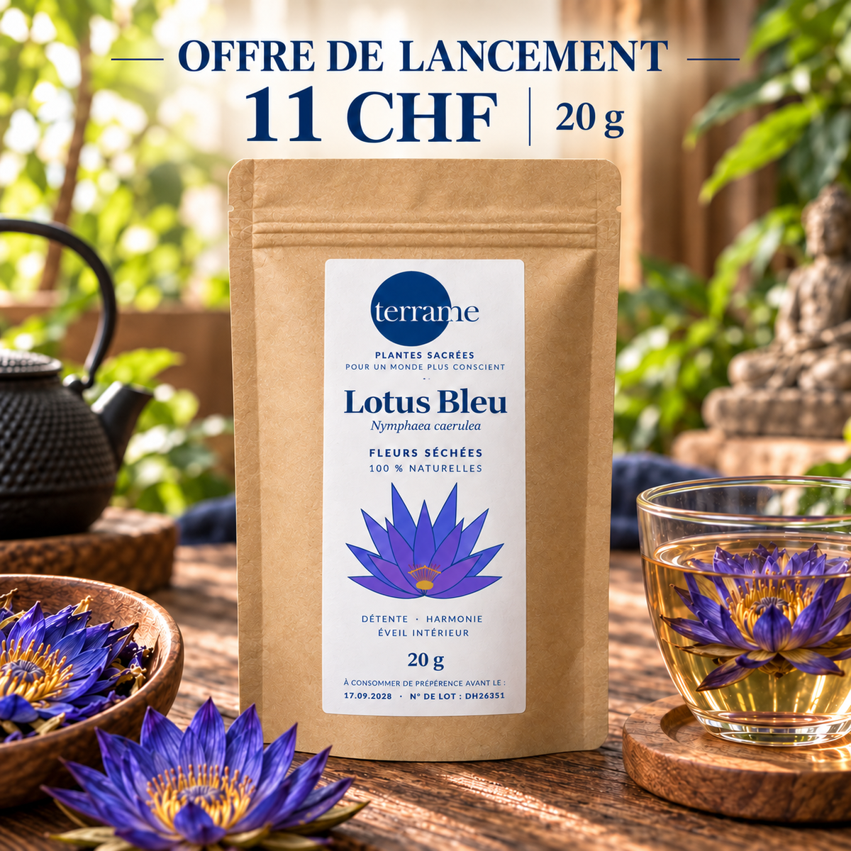 Lotus Bleu Terrame – sachet 20 g – offre de lancement 11 CHF