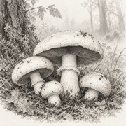 Agaricus campestris – illustration botanique MycoForce