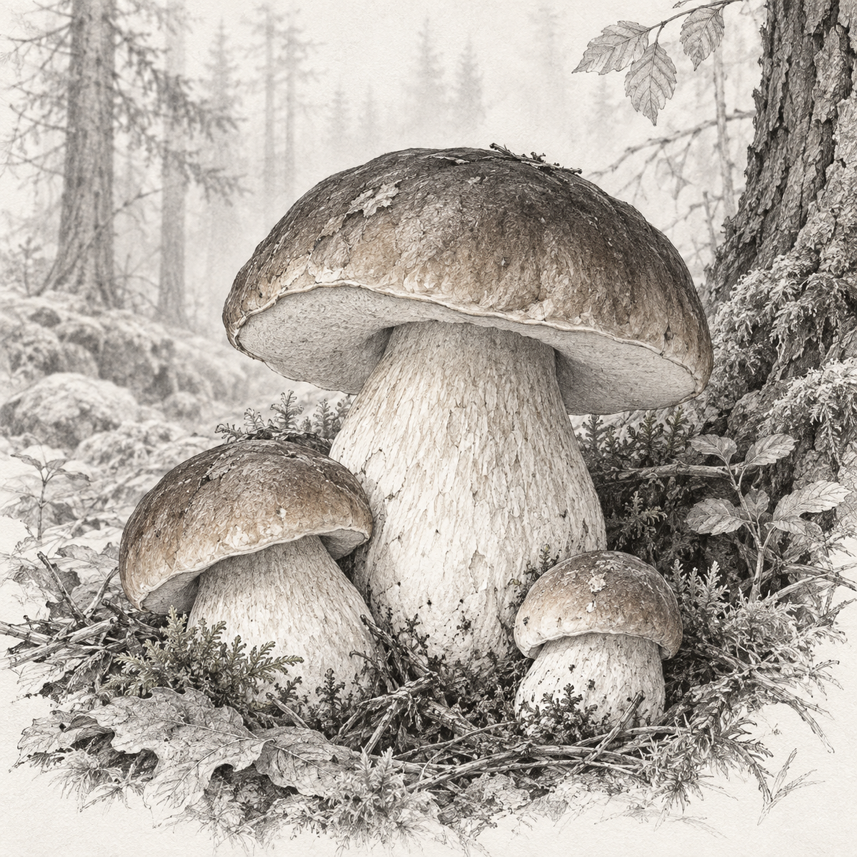 Boletus edulis – illustration botanique MycoForce