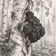 Chaga Inonotus obliquus – illustration botanique MycoForce