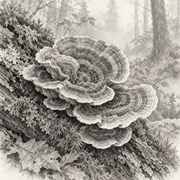 Coriolus Trametes versicolor – illustration botanique MycoForce