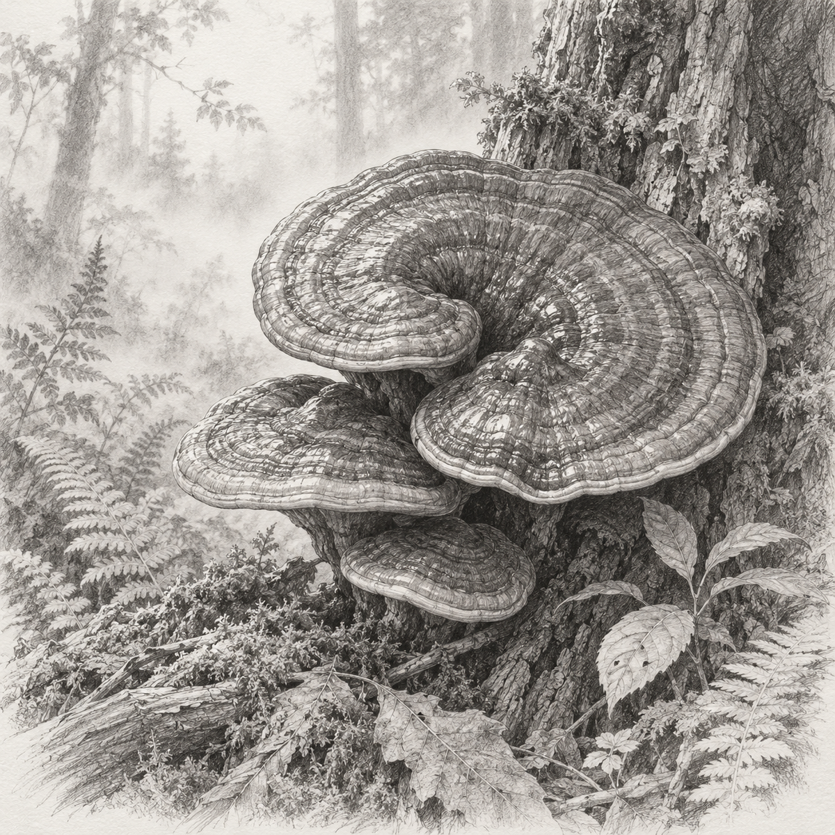 Reishi Ganoderma lucidum – illustration botanique MycoForce