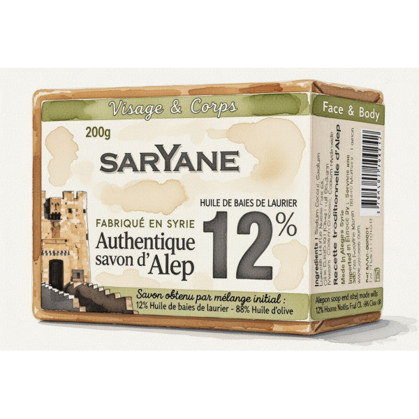 Savon d’Alep Saryane 12 % de laurier 200 g
