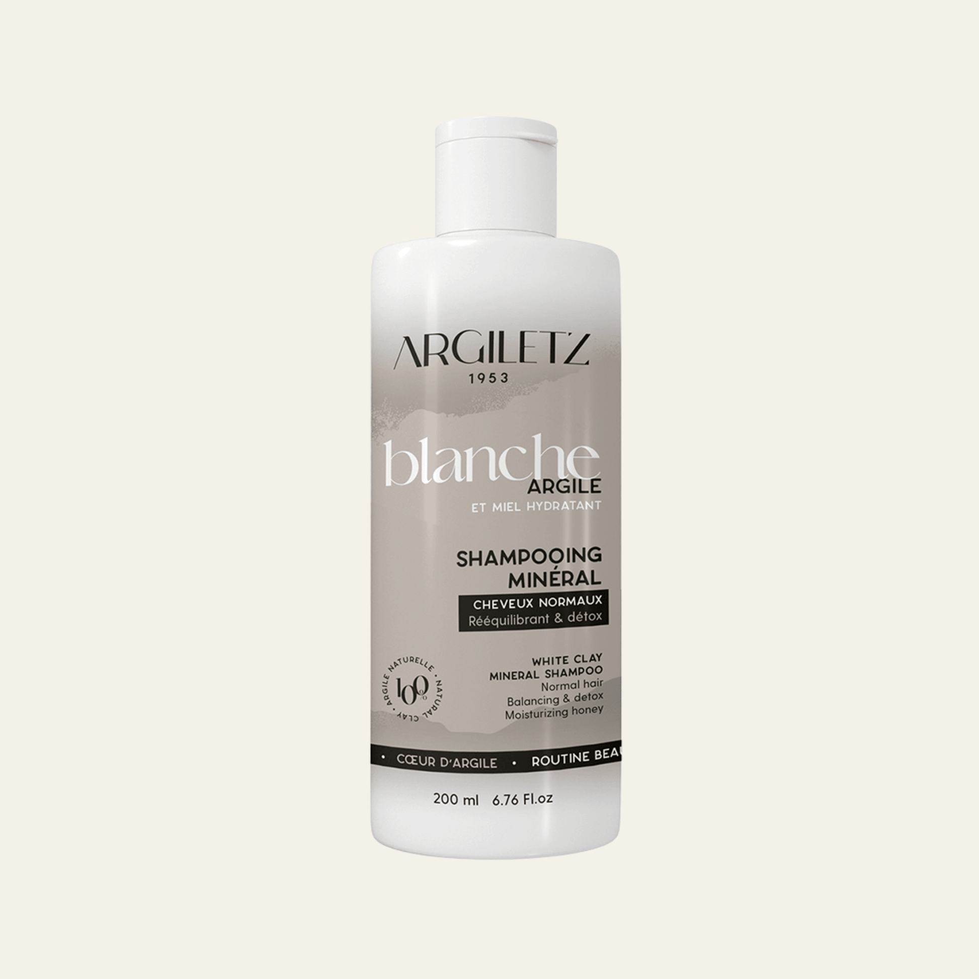 Shampooings Argiletz 200 ml à l’argile rose, blanche ou verte. Pour cheveux secs, normaux ou gras, avec miel, aloe vera et orange douce.