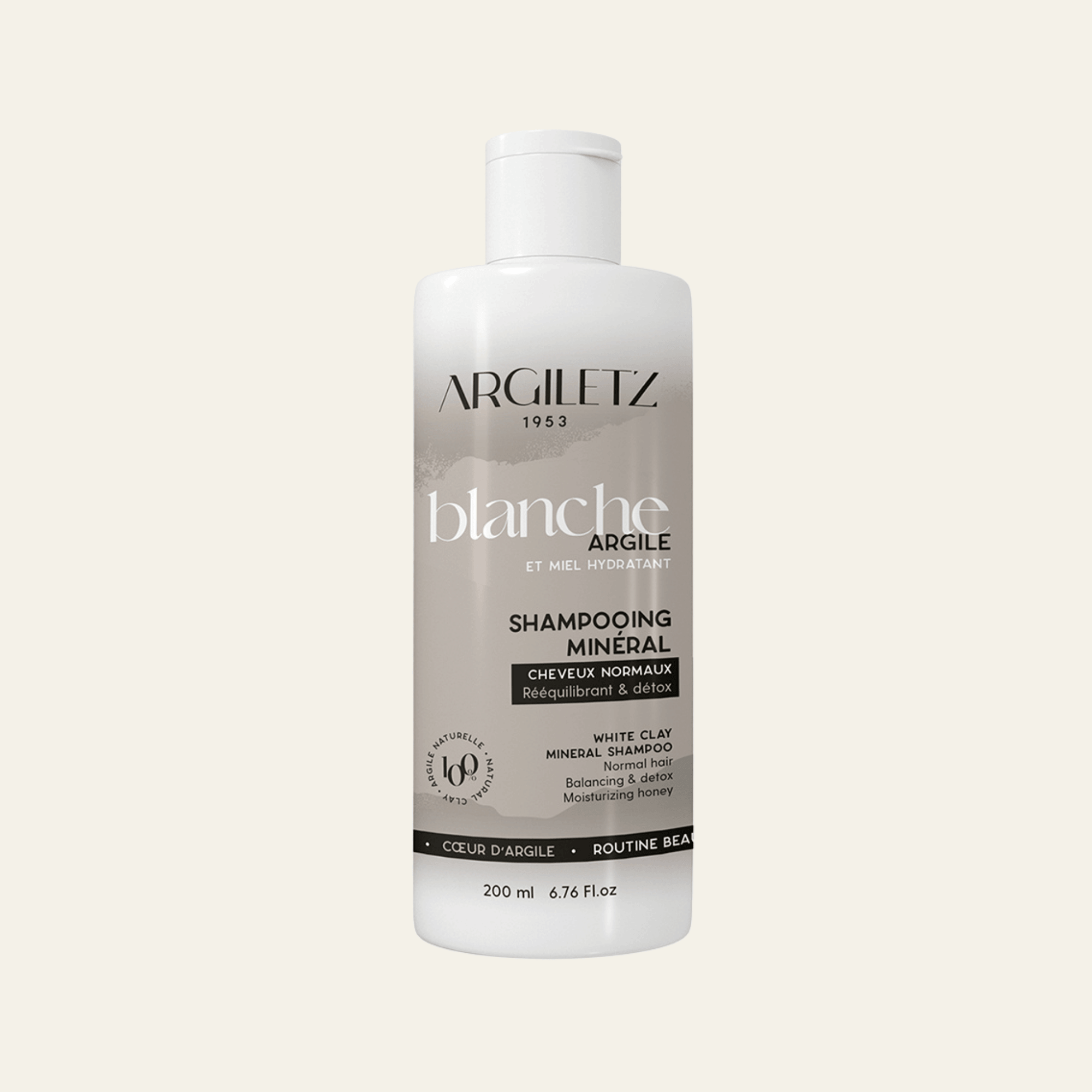 Shampooings Argiletz 200 ml à l’argile rose, blanche ou verte. Pour cheveux secs, normaux ou gras, avec miel, aloe vera et orange douce.