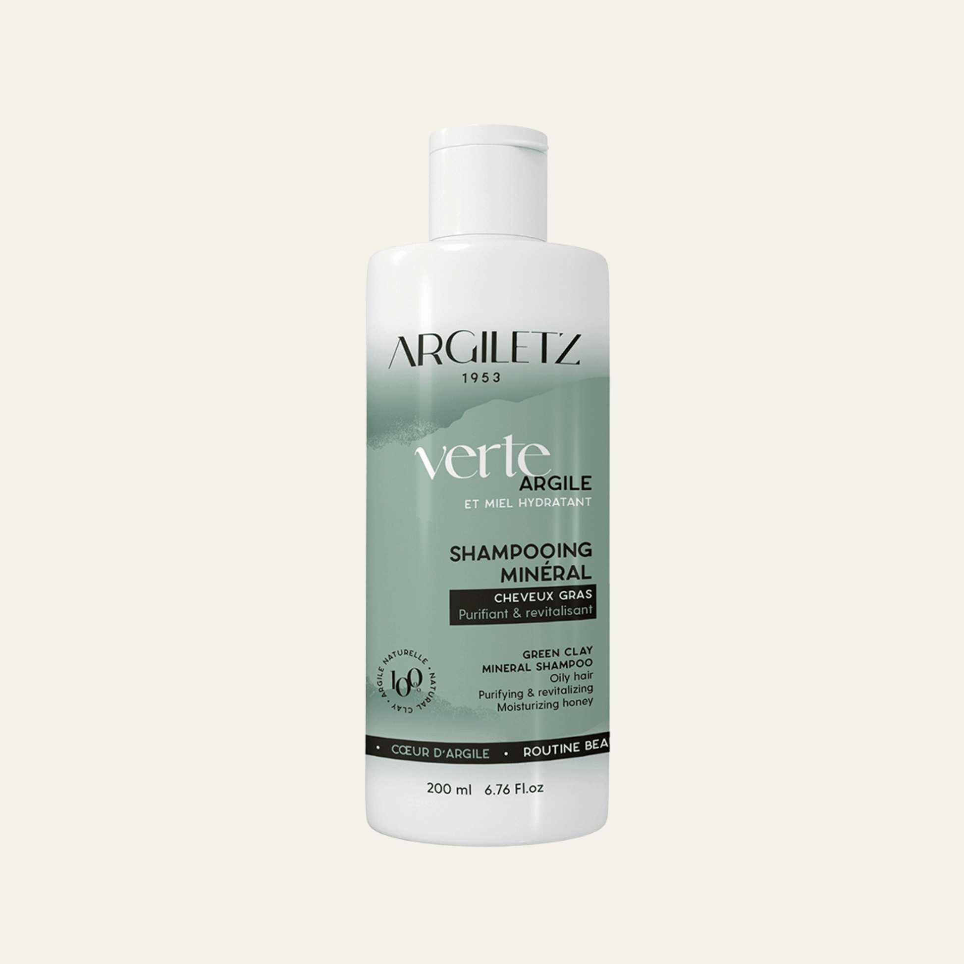 Shampooings Argiletz 200 ml à l’argile rose, blanche ou verte. Pour cheveux secs, normaux ou gras, avec miel, aloe vera et orange douce.