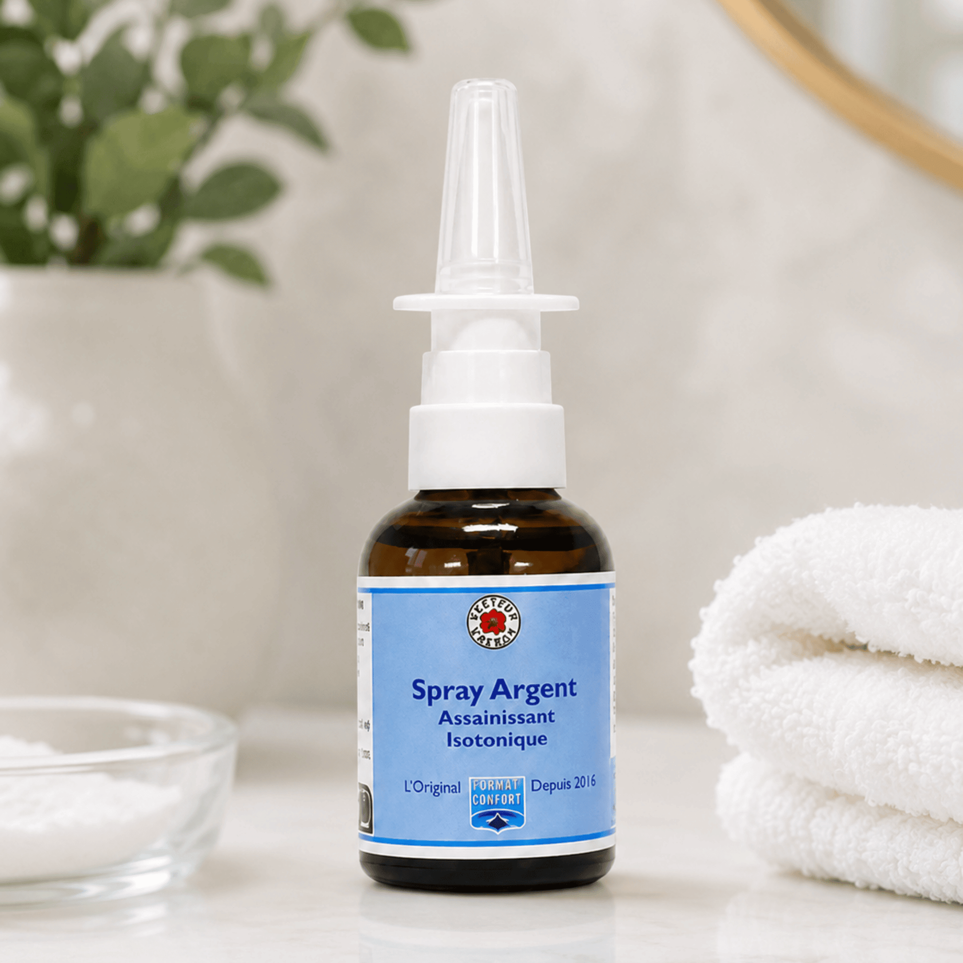 Spray nasal isotonique Vecteur Energy 30 ml à l’argent colloïdal 20 ppm, marjolaine et chlorure de sodium. Hygiène nasale.