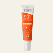 Spray solaire SPF50+ Laboratoires de Biarritz, 150 ml. Certifié bio, filtres minéraux, sans parfum, dès 6 mois, visage et corps.