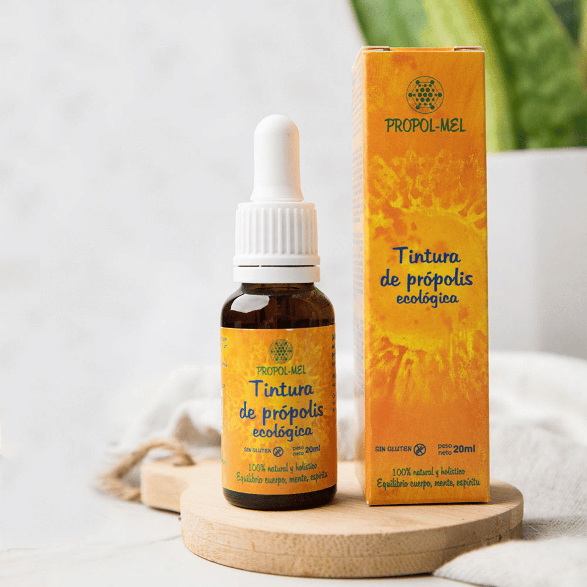Teinture de propolis écologique Propol-Mel 20 ml, 15% propolis, alcool de raisin, sans gluten.