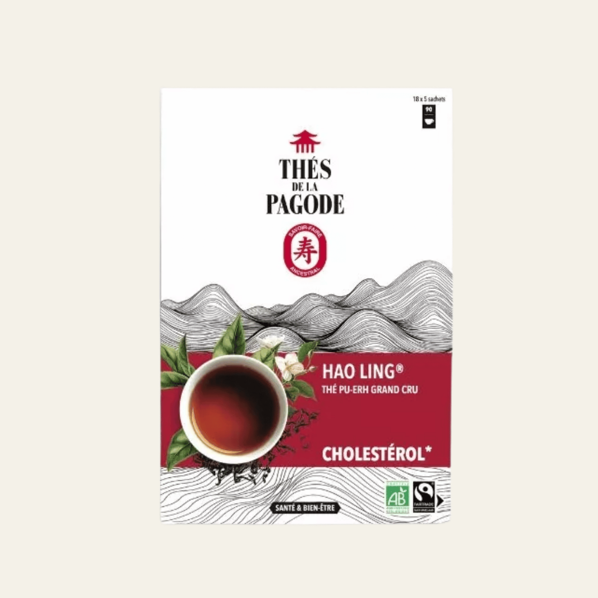 Thé Hao Ling Bio 90 sachets aux thés pu-erh, vert jasmin et wulong