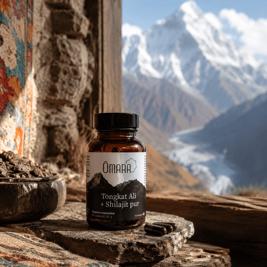 Gélule de tongkat Ali et shilajit pur, testé en laboratoire 